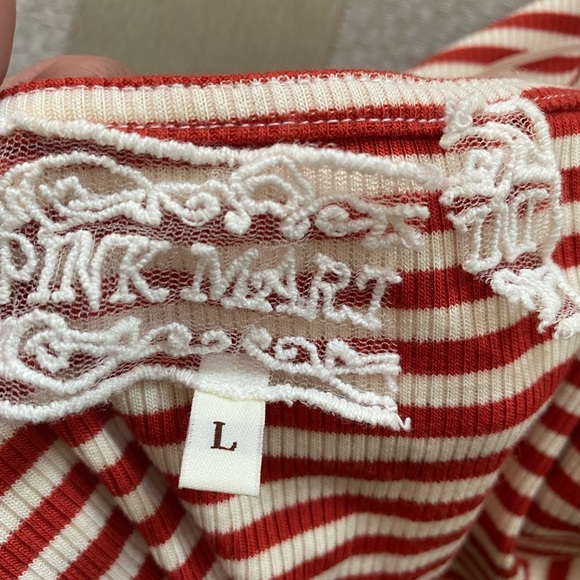 L Pink Martini 3/4 sleeve top candy stripe - Picture 4 of 5
